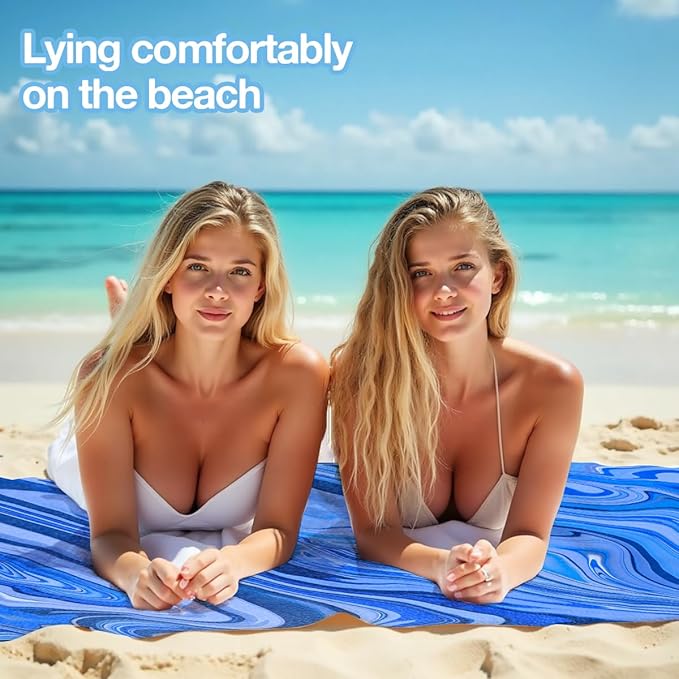 2 Pack Ocean Waves Sea Microfiber Lightweight Beach Towel Quick Dry Soft Towels for Swimming Pool Camping Beach Accessories Cruise Vacation Necessities for Bathroom Pool Camping Travel 32x71 inch