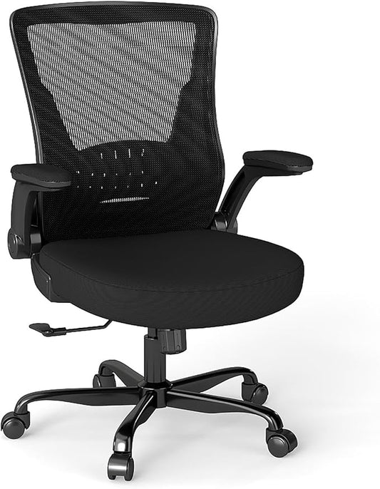 Office Chair Ergonomic Desk Chair with Comfy Mesh, Adjustable Height and Computer Use, for Home Office, Featuring Silent Wheel and Flip-Up Armrests, Comfortable for Long Hours