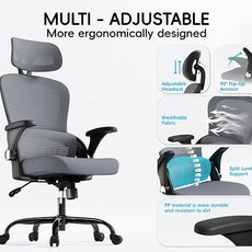 TRALT Office Chair - Ergonomic Office Chair with Back Support, Home Office Desk Chairs, 330lbs Wide Seat Big and Tall Office Chairs with Headrest, Comfy Desk Chairs (Grey Black)