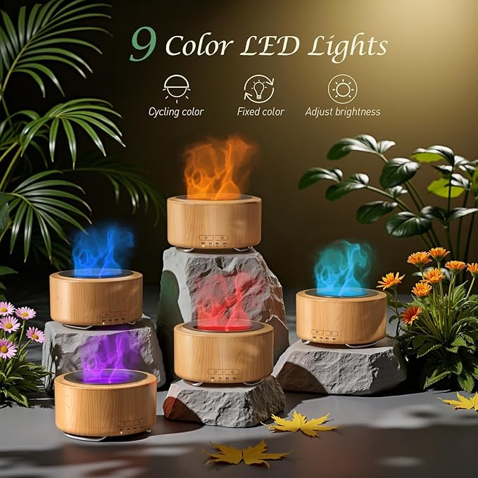 Essential Oil Diffuser for Home: 500ML Aroma Diffuser for Hotel Office Yoga Room - Humidifier with 9 Colors LED Night Light for Kids/Women Home Relaxation,Dark Yellow