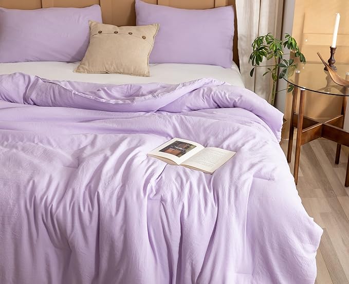 ROSGONIA Full Size Comforter Sets for Girls Boys Teens Lavender, 3pcs (1 Boho Comforter & 2 Pillowcases) Lightweight Kids Comforter Sets Blanket