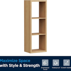 3 Cube Storage Organizer Single Row, Cube Shelf with Heavy-Duty Thick Boards, 13.31