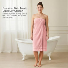 REDKISS 100% Cotton Bath Towels Set of 2, Extra Large Bath Sheets 35 X 70 Inches, 800 GSM, Quick Dry, Ultra Soft & Super Absorbent Bathroom Towel Sets for Bathroom, Gym, Spa, Pool & Hotel, Pink