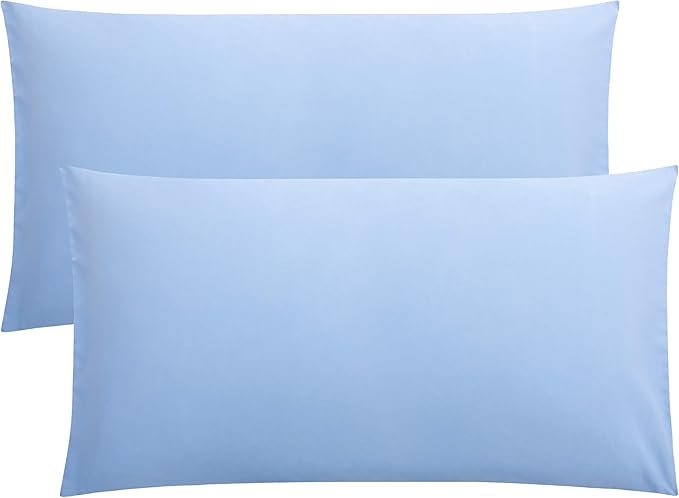 FLXXIE 2 Pack Microfiber King Pillow Cases, 1800 Super Soft Pillowcases with Envelope Closure, Wrinkle, Fade and Stain Resistant Pillow Covers, 20x36, Sky Blue