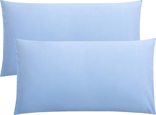 FLXXIE 2 Pack Microfiber King Pillow Cases, 1800 Super Soft Pillowcases with Envelope Closure, Wrinkle, Fade and Stain Resistant Pillow Covers, 20x36, Sky Blue