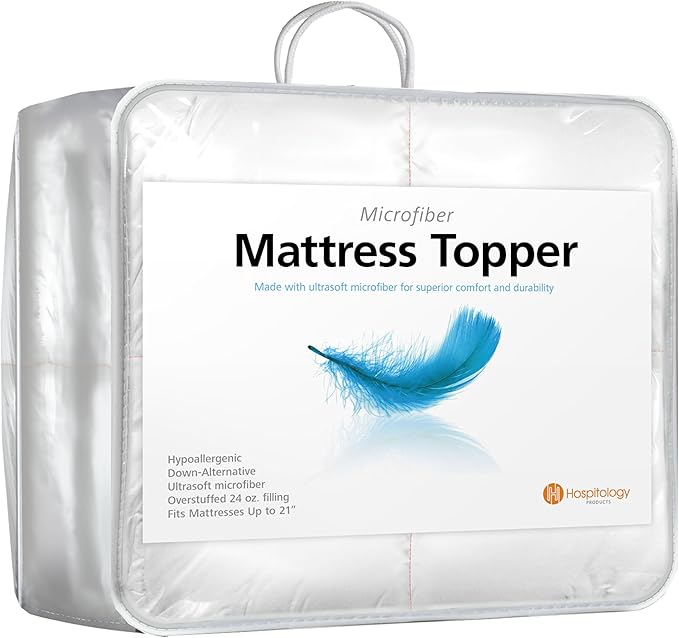 HOSPITOLOGY PRODUCTS Hypoallergenic Mattress Cover- Overstuffed - Deep Pocket - Goose Down Alternative Pillow Top Mattress Topper Queen - 60" W x 80" L