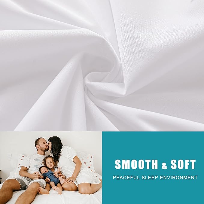 Full Waterproof Zippered Mattress Encasement, Breathable, Noiseless, Machine-Washable Zipped Mattress Cover, Fitting 7" - 13" Deep Mattress 2 Pack
