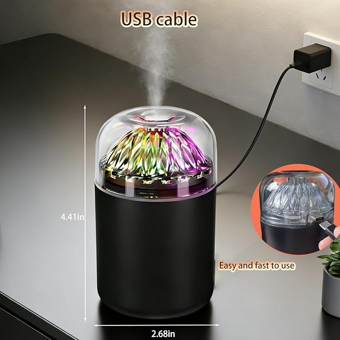 Small Humidifier-Car humidifiers with colored lights, USB Personal Desktop Humidifier for Baby Bedroom Office Home,2 Mist Modes,Whisper-Quiet Operation