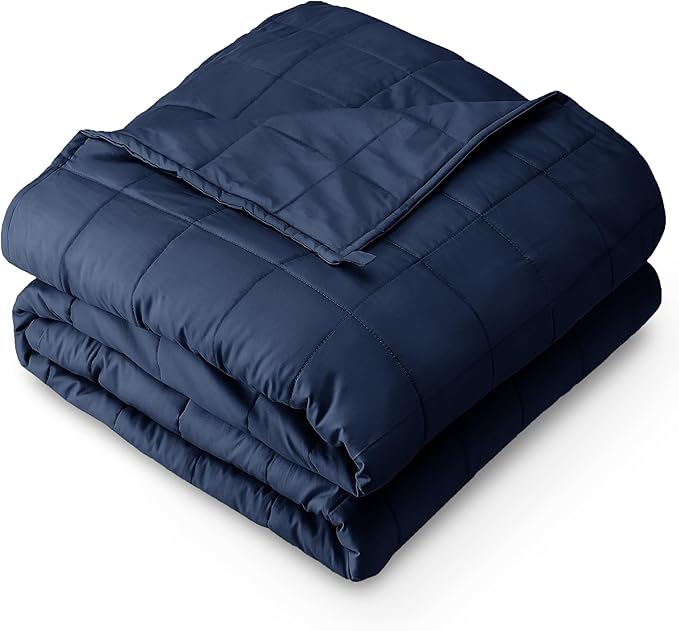 Bare Home Weighted Blanket Full or Queen Size 12lb (48" x 72") for Adults - All-Natural 100% Cotton - Premium Heavy Blanket Nontoxic Glass Beads (Dark Blue, 48"x72")