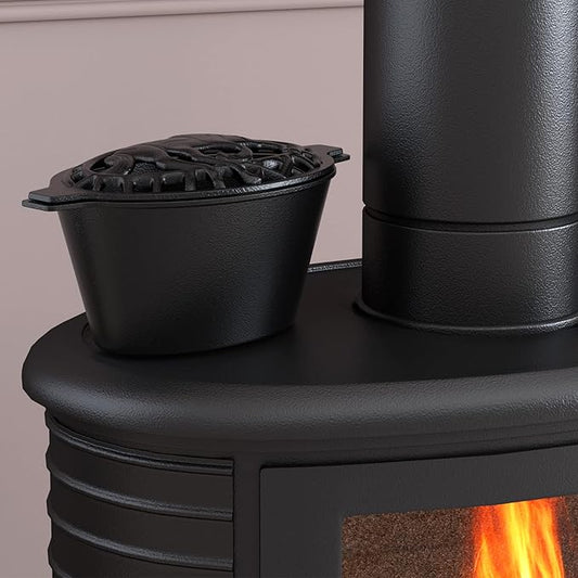 Fire Beauty Woodstove Steamer Stove Humidifier Cast Iron Lattice Top Rust Resistant 2.3 Quart Capacity (horse)