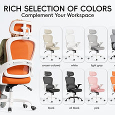 TRALT Office Chair - Ergonomic Office Chair with Back Support, Home Office Desk Chairs, 330lbs Wide Seat Big and Tall Office Chairs with Headrest, Comfy Desk Chairs (Orange)