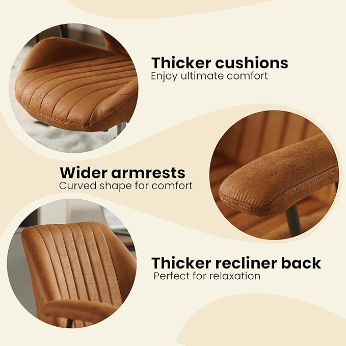 Home Office Desk Chair, Mid-Century Modern Office Chair with Adjustable Lumbar Support, Adjustable Height Executive Task Chair with 360 Rolling Swivel for Meeting Study Room(Mid Back, Brown)