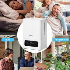 FOHERE 6L Humidifiers for Bedroom, 60H Cool Mist Humidifier for Large Room, 28dB Ultra-Quiet Runtime for Baby, Indoor, Plants, Smart Humidity Sensor, 16H Timer, Night Light, Oil Diffuser, White