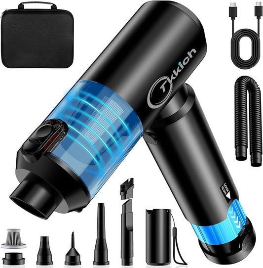 Cordless Car Vacuum Cleaner with Removable Battery as 35W Power Bank, 6-in-1 Handheld Vacuum Blower Set,18000PA Mini Vacuum Cleaner 6000mAH with Brushless Motor for Car Home Pet Cleaning