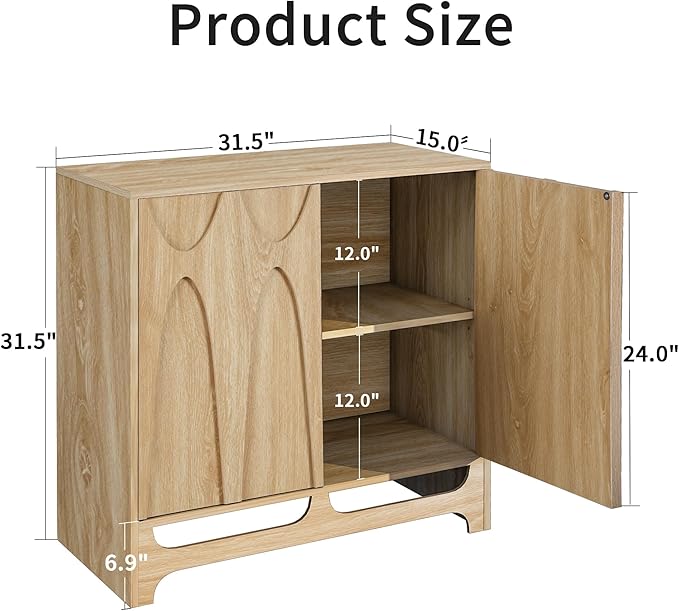 Sideboard Buffet Cabinet with Storage Set of 2, 63” Mid Century Modern Storage Cabinet with Adjustable Shelf and 4 Doors for Dining Room, Living Room,Entry