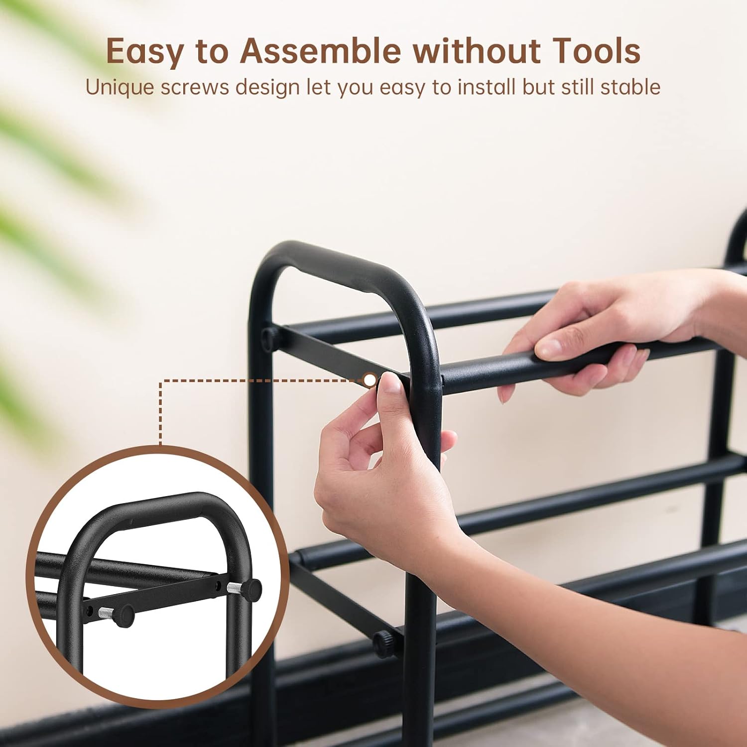 Gonfoam 3-Tier Expandable Shoe Rack,Adjustable Shoe Shelf Storage Organizer Heavy Duty Metal Free Standing Shoe Rack for Entryway Closet Doorway (Black) Dormly