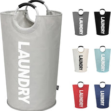 DOKEHOM 90L Large Laundry Basket, Collapsible Laundry Bag, Freestanding Tall Clothes Hamper, Foldable Washing Bin (Grey)