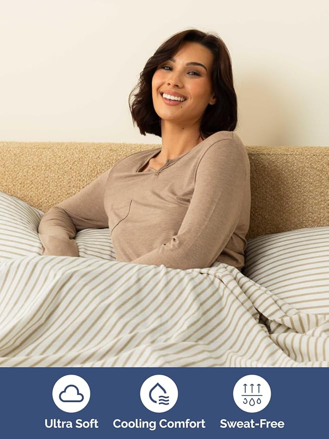 Extra Deep Pocket Cal King Sheets - 4 Piece Breathable & Cooling Bed Sheets - Hotel Luxury Bed Sheet Set - Soft, Wrinkle Free & Comfy - Easily Fits Extra Deep Mattresses - Beige Striped Sheets Set