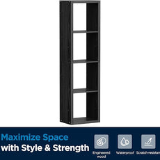 4 Cube Storage Organizer Single Row, Cube Shelf with Heavy-Duty Thick Boards, 13.31