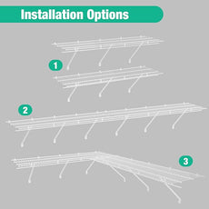 HAUSHOF Closet Shelves 4ft x 16in Wall Mounted 2-Pack, White Metal Wire Shelving for Laundry Room, Closet, Basement Organization and Storage