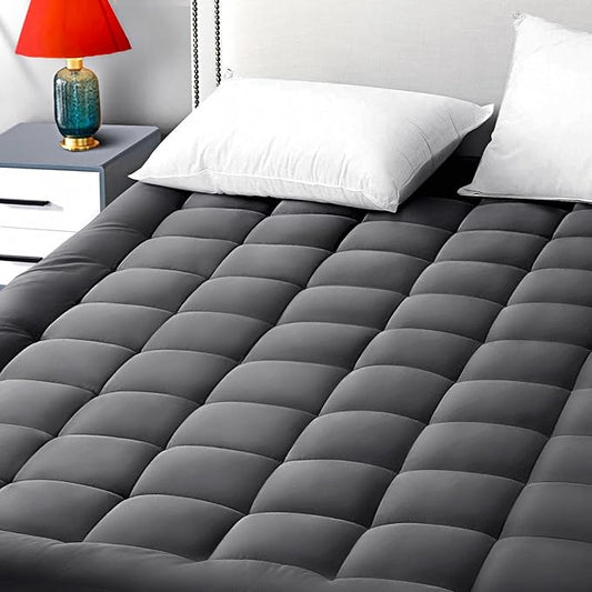 EASELAND Twin XL Mattress Pad Pillow Top Mattress Cover Quilted Fitted Mattress Protector Extra Long Cotton Top 8-21" Deep Pocket Cooling Mattress Topper (39x80 Inches, Dark Grey)