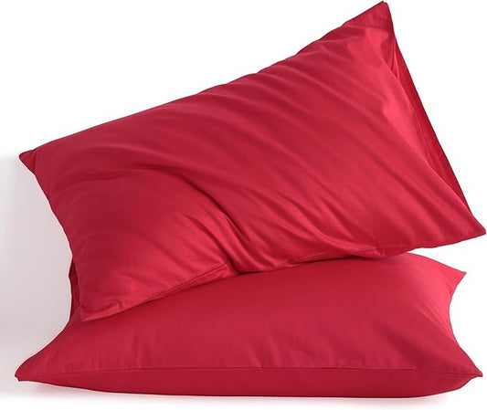 NTBAY King Cotton Pillowcases - Envelope Closure 20x36 Pillowcases Set of 2, Breathable and Soft Bed Pillow Cases, Red