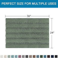 H.VERSAILTEX Bath Mats for Bathroom Non Slip Extra Thick Chenille Striped Bath Rug 24