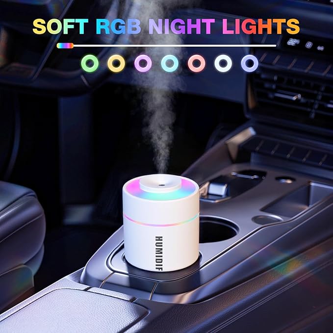 Portable Mini Humidifier, 180ml USB Cool Mist Small Humidifiers for Bedroom, Personal Desktop Humidification for Car Office Travel & Indoor Plants(White Grey)