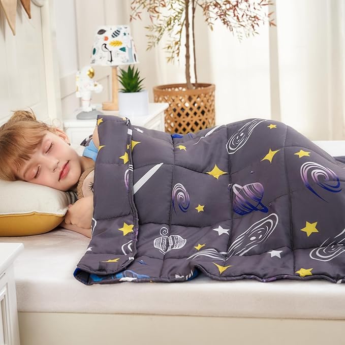 yescool Star Weighted Blanket 5 Pounds Cooling Weighted Lap Blanket, Galaxy Moon Heavy Blankets for Sleeping, Weighted Throw Blanket Gift for 40-60lbs, 40"x60"
