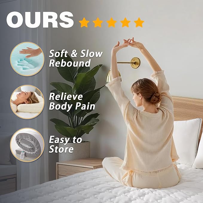 SAPHREAS 4 Inch Memory Foam Mattress Topper Twin Size, Back Pain & Pressure Relief, 3" Cooling Memory Foam and 1" Soft Ventilated Mattress Pad Cover, 5-Zone Egg Crate Bed Topper