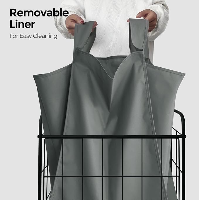 Laundry Hamper with Wheels, 90L Laundry Basket with Handle, Laundry Sorter with Removable Liner Bag