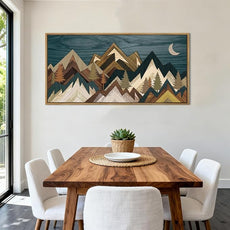 BINCUE Mountain Wall Art Framed Canvas Wall Art Nature Forest Wall Decor Rustic Farmhouse Wall Painting Moon Art for Living Room Bedroom Dining Room Large Size 20