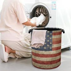 Vintage Flag Laundry Basket,Oxford Cloth Laundry Hamper with Handle Foldable Portable Clothes Storage Basket for Bathroom Bedroom Dorm Room 16
