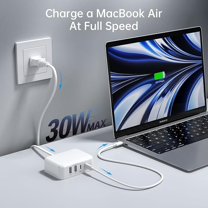 USB C Charger Block, 45W 4 Port USB C Fast Charging Station Hub Cube Brick for Multiple Devices, Travel Charger USB Power Strip Adapter Plug for iPhone 17 16 15 14 Pro Max, iPad, MacBook Air, Samsung