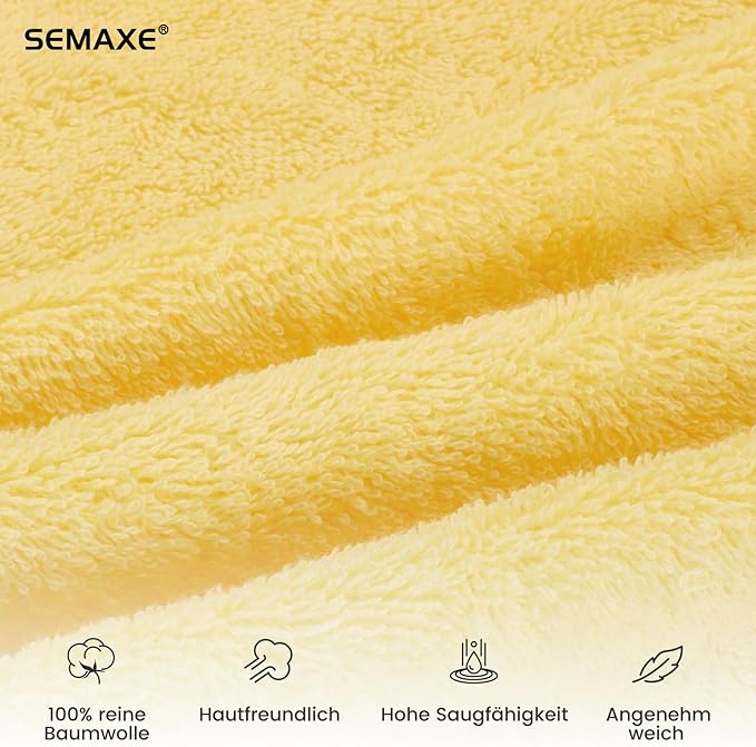 SEMAXE 12 Pack Hand Towels for Bathroom, 100% Cotton Towels with Hanging Loops, Soft and Highly Absorbent, Hand Towel Set for Gym, Shower, Hotel, Spa and Kitchen, Yellow