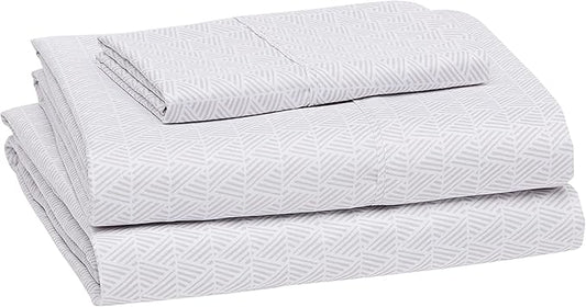 Amazon Basics Lightweight Super Soft Easy Care 3 Piece Microfiber Bed Sheet Set with 14-Inches Deep Pockets - Twin XL, Gray Crosshatch AmazonBasics