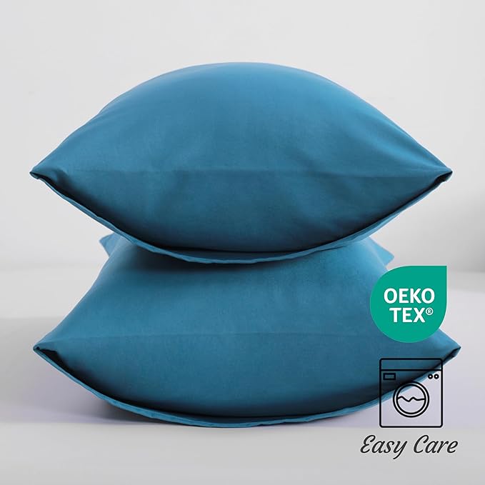 NTBAY King Pillow Cases Set of 2, 2 Pack Brushed Microfiber 20x36 Pillow Cases, Soft, Wrinkle, Fade, Stain Resistant Teal Blue Pillow Cases with Envelope Closure, 20x36 Inches, Teal Blue