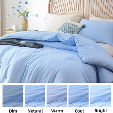 ROSGONIA King Size Comforter Set Light Blue, 3pcs King Comforter Set (1 Comforter & 2 Pillowcases) All Season Soft Lightweight Bedspread Blanket Quilt