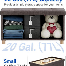 BRIAN & DANY 30 Inches Folding Storage Ottoman Bench, Ottoman with Storage Bench for Bedroom, Living Room, Entryway, Foot Rest with Legs, Brown