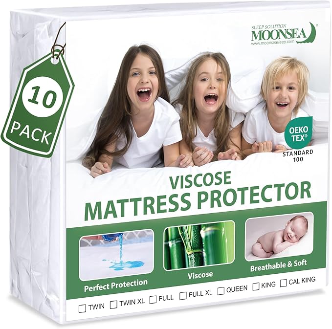 Waterproof Mattress Protector Twin Size, Skin Friendly and Breathable Twin Mattress Cover for Kids, Viscose Jersey Mattress Pad with 14" Deep Pocket,10 Pack