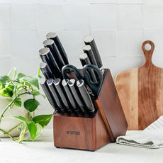 Yatoshi 15 Piece Knife Block Set - Pro Kitchen Knife Set Ultra Sharp High Carbon Stainless Steel with Ergonomic Handle, New