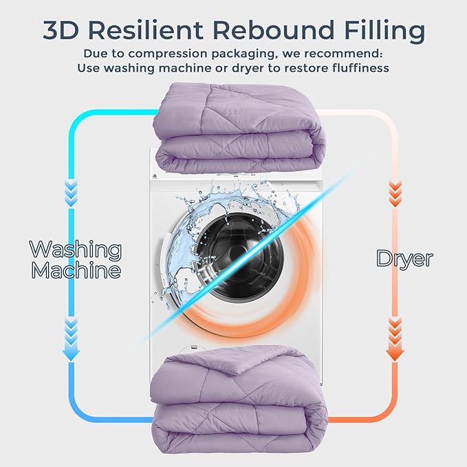 HEVUMYI Light Purple California King Comforter Set - 7-Piece All Season Bed in a Bag Cal King, Ultra Soft Bedding Set with Comforter, Flat Sheet, Fitted Sheet, Pillowcases, Pillow Shams