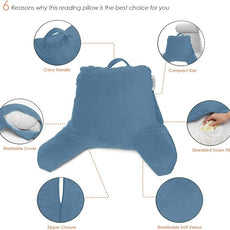 Nestl Reading Pillow for Kids & Teens with Shredded Memory Foam, Backrest Pillows for Reading, Watching, and Gaming, Use on the Couch, Bed, or Floor, Adjustable Support with Washable Cover Blue Heaven