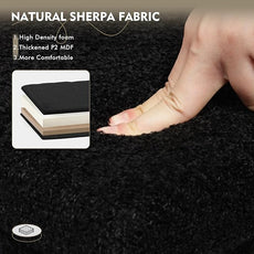 PINPLUS Folding Storage Ottoman Bench, Black Sherpa Ottoman for Living Room, Long Shoes Storage Chest Boxes Footrest Bench for Bedroom, Living Room, Entryway, 31.5Inches