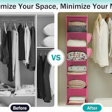 YOUDENOVA Hanging Closet Organizer, Closet Hanging Storage Shelves (Pink)