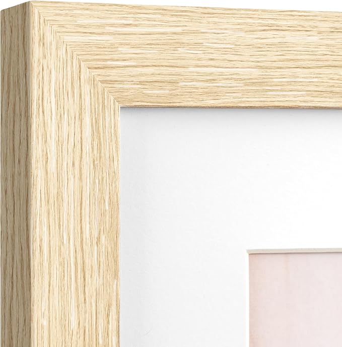 20x24 Picture Frame with Mat for 16x20 Set of 3, Natural Wood Grain 20x24 Frame for Wall Mounting (3 Pack, Natural)