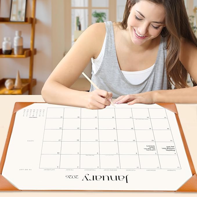 Desk Calendar 2026-2027 with Desk Mat – 22" x 17" Large Desk Pad Calendar Runs from January 2026 to June 2027, Office Supplies Desktop Monthly Calendar for Home & Office