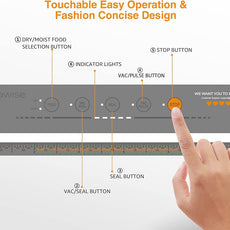 MEGAWISE Vacuum Sealer Machine, 2025 Model with 80kPa Suction Power, One-Touch Operation, Built-in Cutter, Compact Design, Vacuum Bags Included (Grey) (16.14 x 4.02inch)