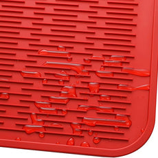 Silicone Dish Drying Mat for Multiple Usage,Easy clean,Eco-friendly,Heat-resistant Silicone Mat for Kitchen Counter or Sink,Refrigerator or Drawer Liner Red 4XL 32 inches x 18 inches