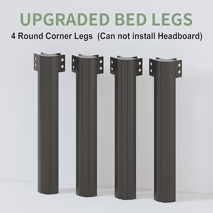 10 Inch Queen Bed Frame with Rounded Corner Legs, 2000 LBS Heavy Duty Metal Queen Platform Bed Frame with Steel Slats Support, No Box Spring Needed, Noise Free, Easy Assembly